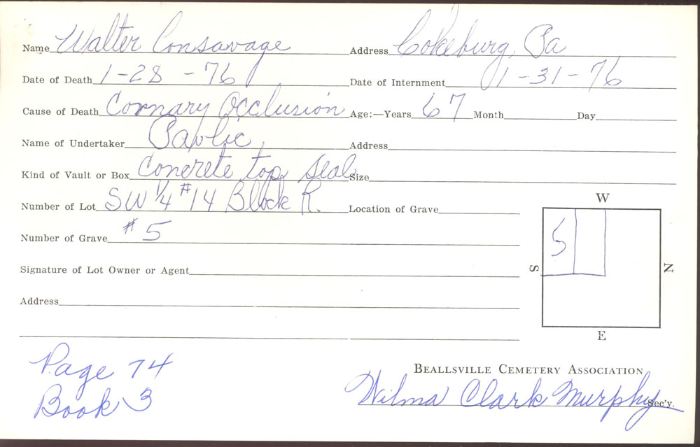 burial card